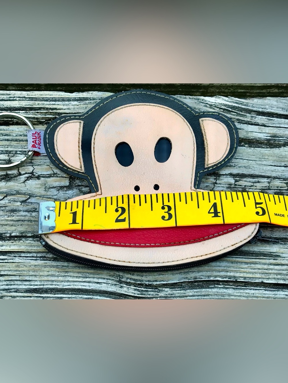 Vintage PAUL FRANK Julius Money Head Shape Zipper Mouth Coin Purse Keychain Rare - Picture 5 of 6